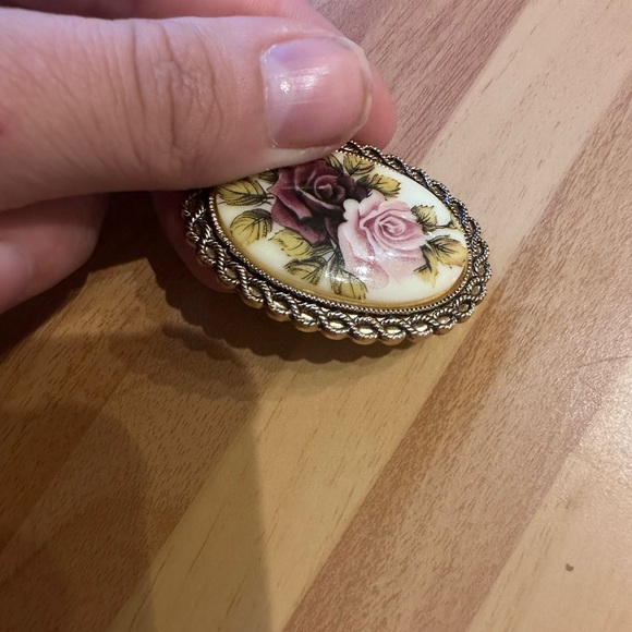 Vintage Floral painted Brooch 70s Germany - Picture 3 of 6